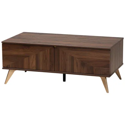 Baxton Studio Graceland Walnut Brown Finished Wood 2-drawer Coffee Table