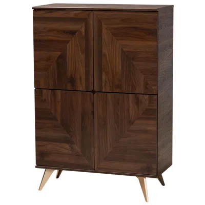 Baxton Studio Graceland Walnut Brown Finished Wood Shoe Cabinet