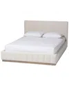 Baxton Studio Granger Velvet Upholstered Platform Bed With Channel Tufted  Headboard, Queen In White