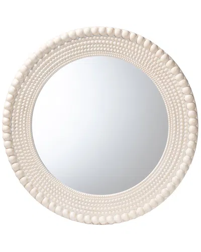 Baxton Studio Grazia Modern Round Beaded-framed Accent Mirror In Pearl In White