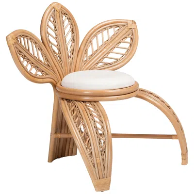 Baxton Studio Gresham Natural Brown Rattan Leaf Accent Chair