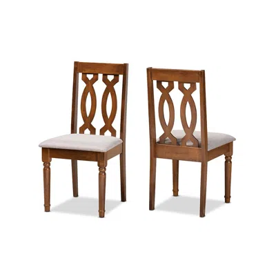 Baxton Studio Grey Fabric Upholstered And Walnut Brown Finished Wood 2-piece Dining Chair Set