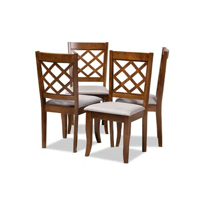Baxton Studio Brigitte Modern And Contemporary Fabric Upholstered 4 Piece Dining Chair Set In Gray