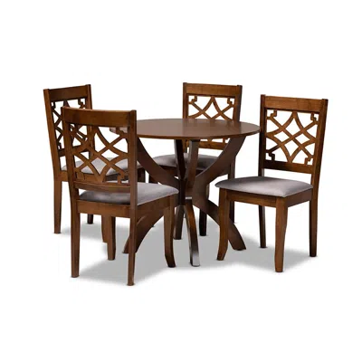 Baxton Studio Sandra Modern And Contemporary Fabric Upholstered 5 Piece Dining Set In Walnut Brown