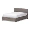 Baxton Studio Grey Fabric Upholstered Queen Size Platform Bed With Storage Drawer
