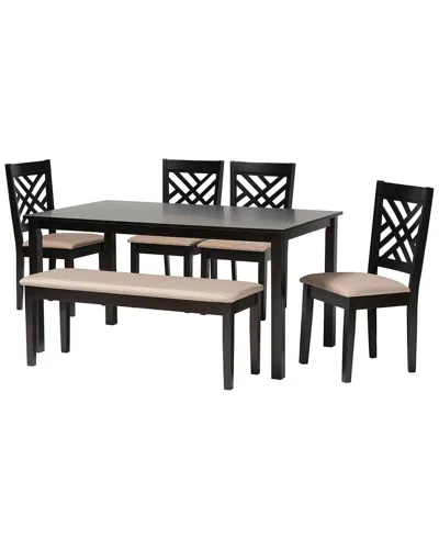 Baxton Studio Gustavo Modern Wood 6pc Dining Set In Black