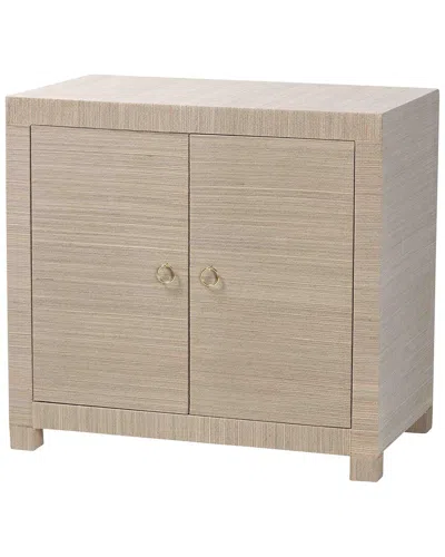 Baxton Studio Halen Natural Grasscloth Storage Cabinet In Neutral