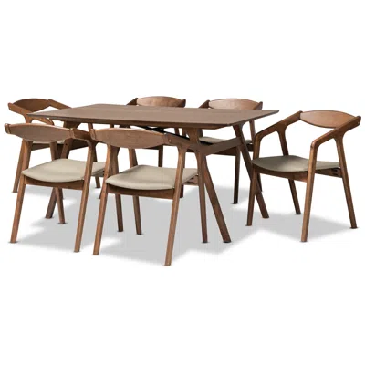 Baxton Studio Harland Gray Faux Leather 7-piece Dining Set In Brown