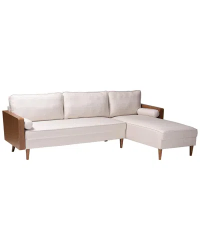 Baxton Studio Harleson Mid-century Modern Fabric & Wood Right Facing Sectional  Sofa In Beige