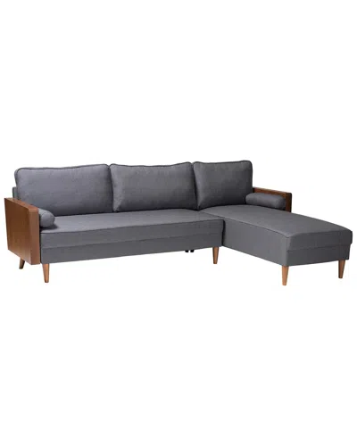 Baxton Studio Harleson Mid-century Modern Fabric & Wood Right Facing Sectional  Sofa In Grey