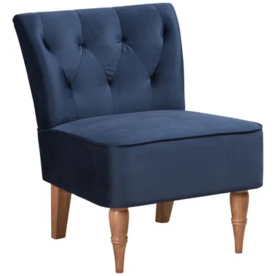 Baxton Studio Harmon Tufted Navy Blue Velvet Accent Chair