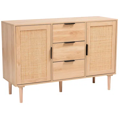 BAXTON STUDIO HARRISON 47 1/4" WIDE NATURAL BROWN 3-DRAWER SIDEBOARD