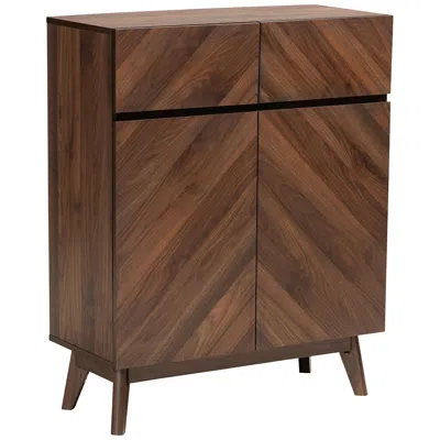 Baxton Studio Hartman 31 1/2" Wide Walnut Brown Wood 2-drawer Shoe Cabinet
