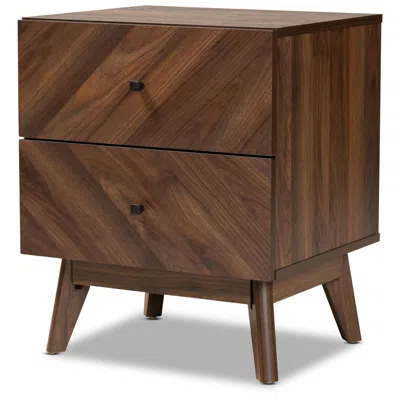 Baxton Studio Hartman Walnut Brown Finished Wood 2-drawer Nightstand