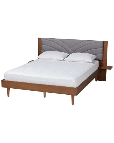 Baxton Studio Hemera Mid-century Modern Wood King Size Platform Bed With  Floating Side Table