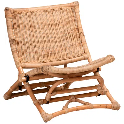 Baxton Studio Herrera Natural Brown Rattan Lounge Chair