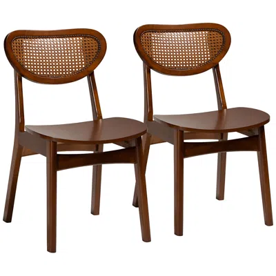 Baxton Studio Hesper Walnut Brown Dining Chairs Set Of 2
