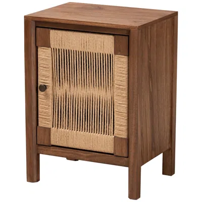 Baxton Studio Holitz 15 3/4" Wide Walnut Brown Wood 1-door Nightstand