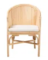 Baxton Studio Hollis Natural Rattan Barrel Chair With Cushion In Nude