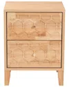 Baxton Studio Hosea Japandi Carved Honeycomb Natural 2-drawer Nightstand