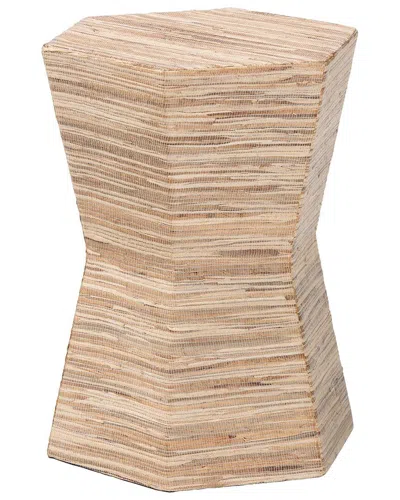 Baxton Studio Idana Bohemian Woven Grasscloth Hourglass End Table In Neutral