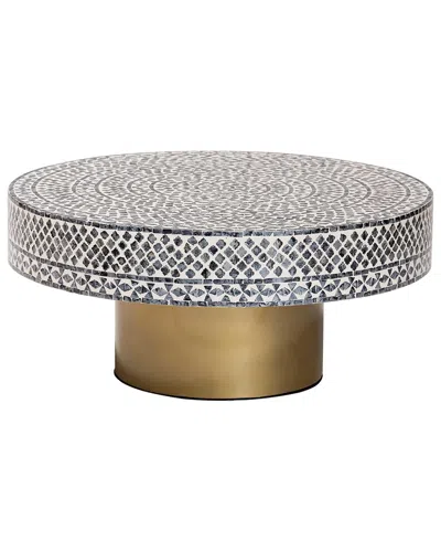 Baxton Studio Idra Coastal Black & White Mother Of Pearl Capiz Shell Coffee Table In Gold