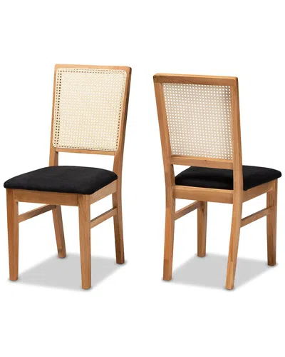 Baxton Studio Idris Finished 2pc Rattan Dining Chair Set In Black
