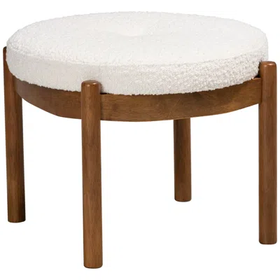 Baxton Studio Iliana Cream Tufted Fabric Ottoman Footstool In Multi