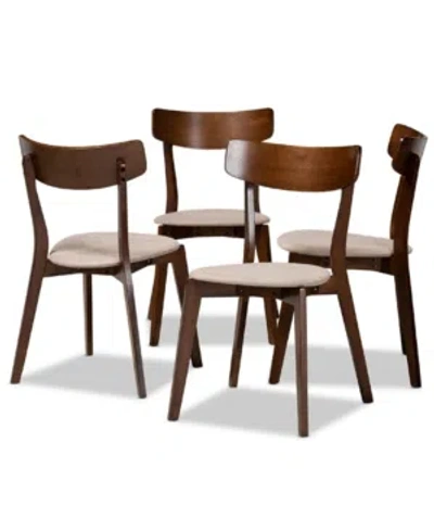BAXTON STUDIO IORA MID-CENTURY MODERN TRANSITIONAL FABRIC UPHOLSTERED 4 PIECE DINING CHAIR SET