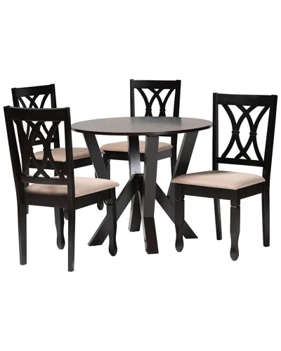 Baxton Studio April Modern Wood 5pc Dining Set In Black