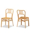 Baxton Studio Ivora Rattan 2pc Dining Chair Set In Brown