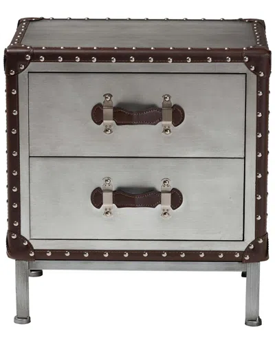 Baxton Studio Jacey Vintage Metal 2-drawer End Table In Brown