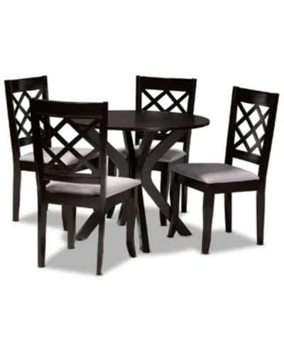 Baxton Studio Jana Modern And Contemporary Fabric Upholstered 5 Piece Dining Set In Gray