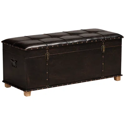 Baxton Studio Janna Dark Brown Faux Leather Storage Ottoman In Black