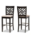 Baxton Studio Jason Modern And Contemporary Fabric Upholstered 2 Piece Bar Stool Set In Sand