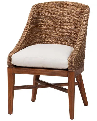 Baxton Studio Jasper Seagrass Dining Chair With Mahogany Wood Frame In Brown