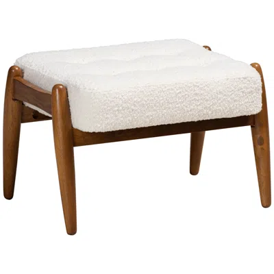 Baxton Studio Jeanine Cream Tufted Fabric Ottoman Footstool