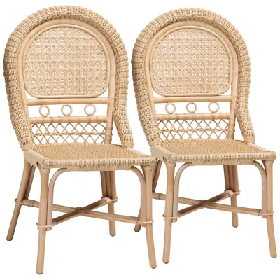 Baxton Studio Jelita Natural Brown Rattan Dining Chairs Set Of 2