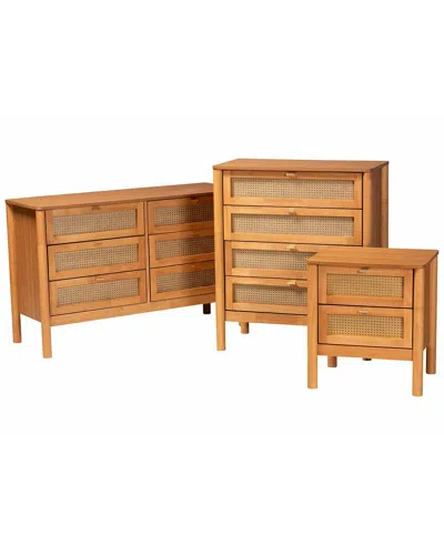 Baxton Studio Jenn Japandi 3pc Storage Set In Brown