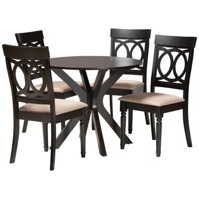 Baxton Studio Jessie Sand Fabric And Dark Brown Wood 5-piece Dining Set