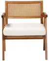 Baxton Studio Jetsam Japandi Cream Boucle Fabric & Walnut Brown Finished Wood  Arm Chair