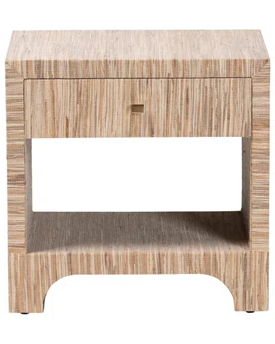 Baxton Studio Julia Bohemian Woven Natural Grasscloth 1-drawer Nightstand In Neutral