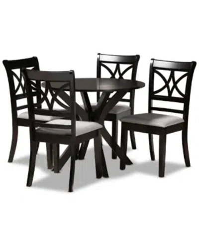 Baxton Studio Julia Modern And Contemporary Fabric Upholstered 5 Piece Dining Set In Black