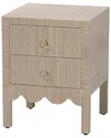 Baxton Studio Juniper Grasscloth Nightstand With Scalloped Base In Multi