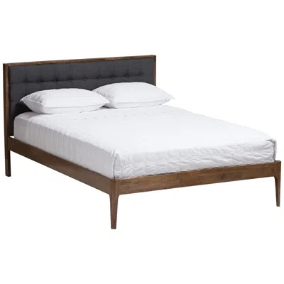 Baxton Studio Jupiter Gray Fabric Button-tufted King Platform Bed