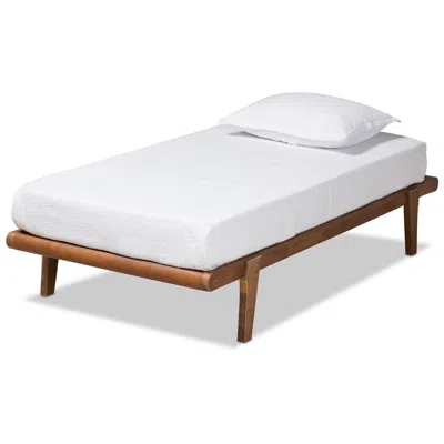 Baxton Studio Kaia Ash Walnut Twin Size Platform Bed Frame In Brown