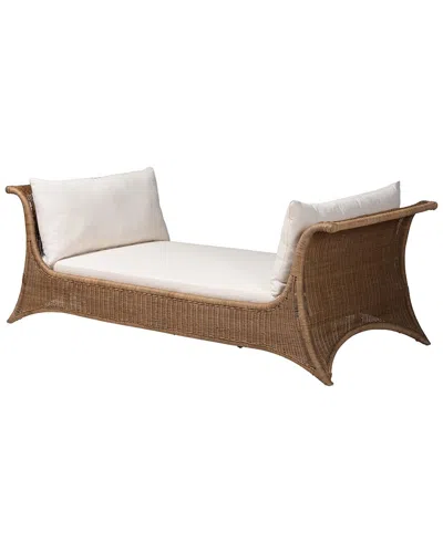Baxton Studio Kalisha Natural Rattan Daybed With Cushions In Brown