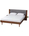 Baxton Studio Kalista Transitional Modern Fabric & Wood Queen Size Bed With  Built-in Side Tables In Grey