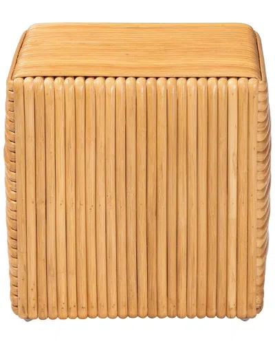Baxton Studio Karina Bohemian Rattan Footstool In Brown