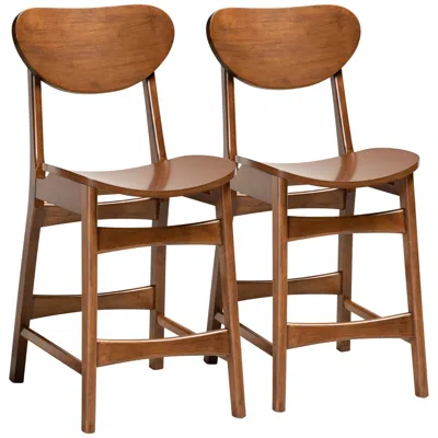 Baxton Studio Katya 23 1/2" Walnut Brown Counter Stools Set Of 2